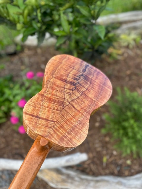 Custom Maui Tenor Ukulele by Jesse Mendes – 5A Curly Koa + Ocean Blue Detail