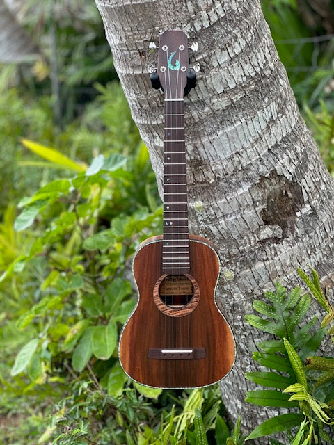 Milo extended tenor with curly koa binding and shell